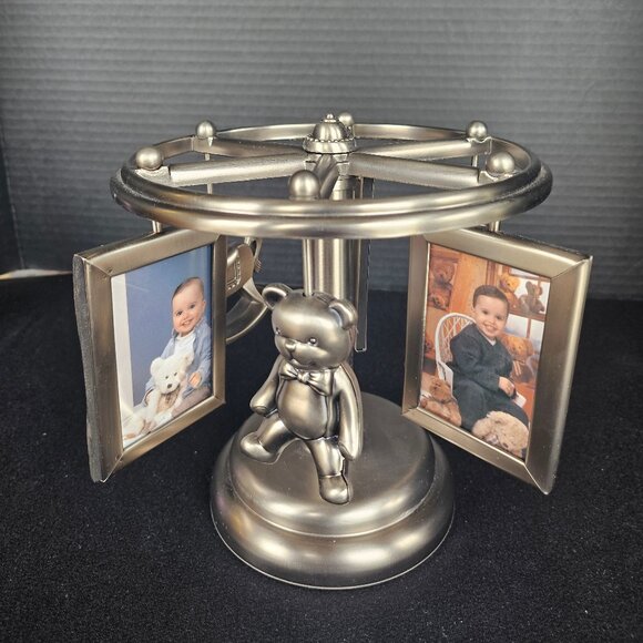 Lawrence Frames Musical Carousel Frame Wind-Up Holds Three 2" X 3" Photos. In Bo - Picture 1 of 11
